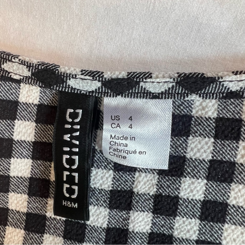 H&M Divided black and white plaid check wrap style dress - Picture 8 of 13